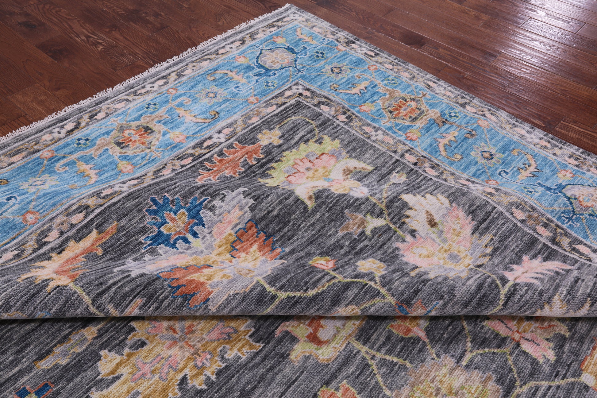 Grey Persian Fine Serapi Handmade Wool Rug - 12' 2" X 15' 1" - Golden Nile