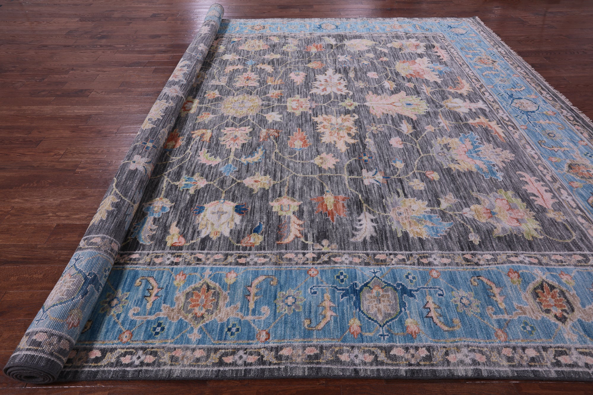Grey Persian Fine Serapi Handmade Wool Rug - 12' 2" X 15' 1" - Golden Nile