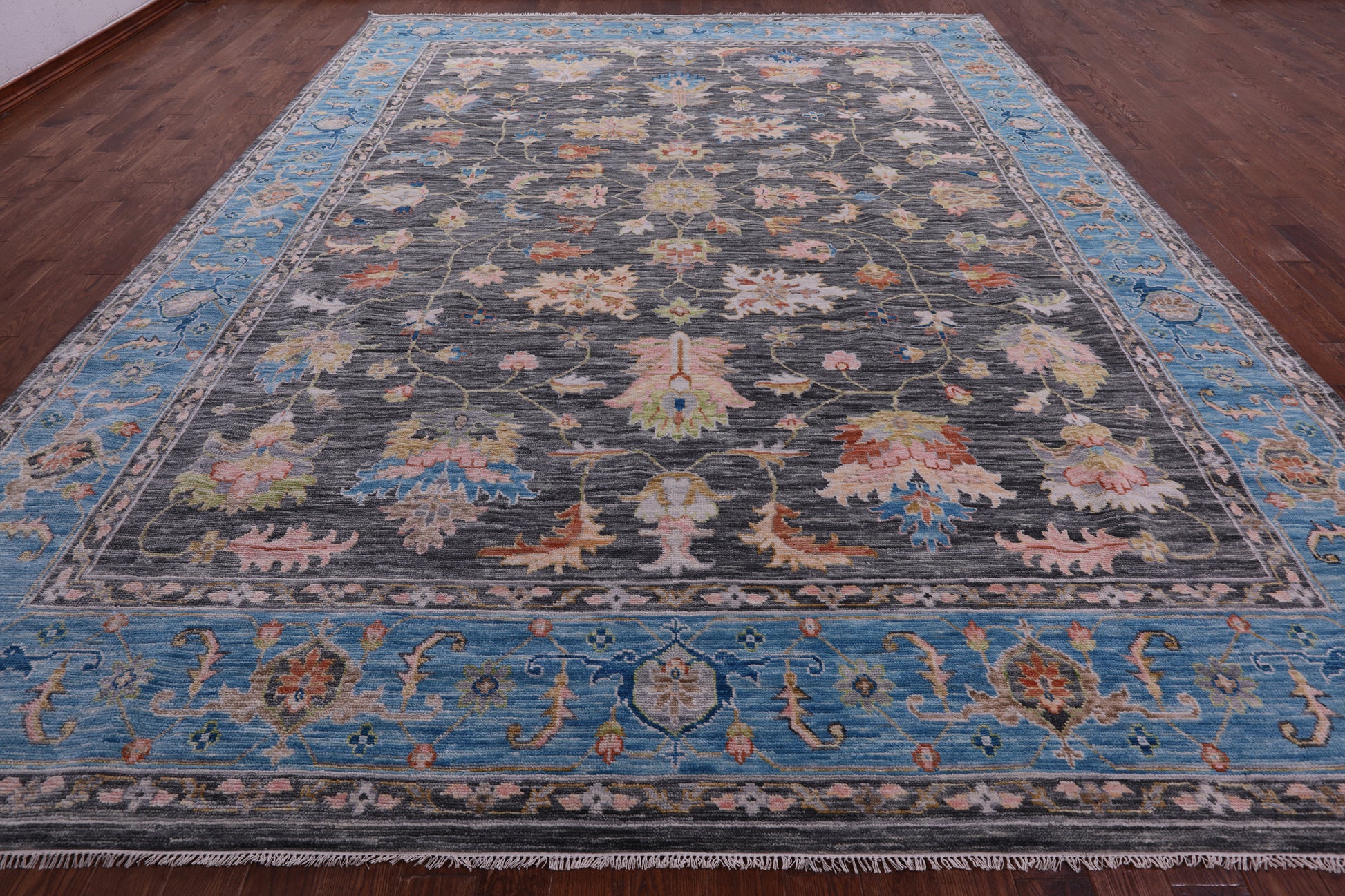 Grey Persian Fine Serapi Handmade Wool Rug - 12' 2" X 15' 1" - Golden Nile