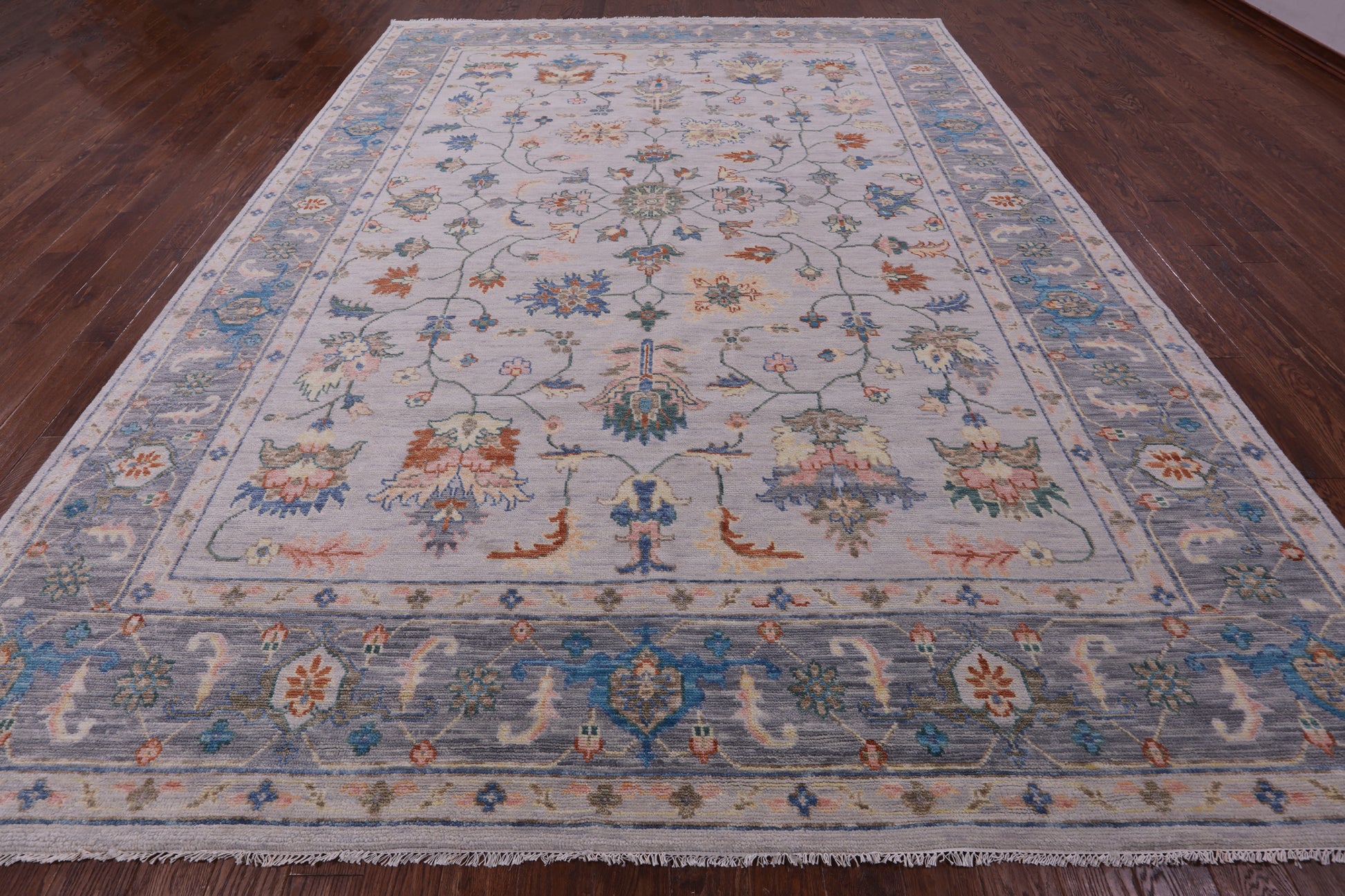 Grey Turkish Oushak Hand Knotted Wool Rug - 10' 3" X 14' 1" - Golden Nile