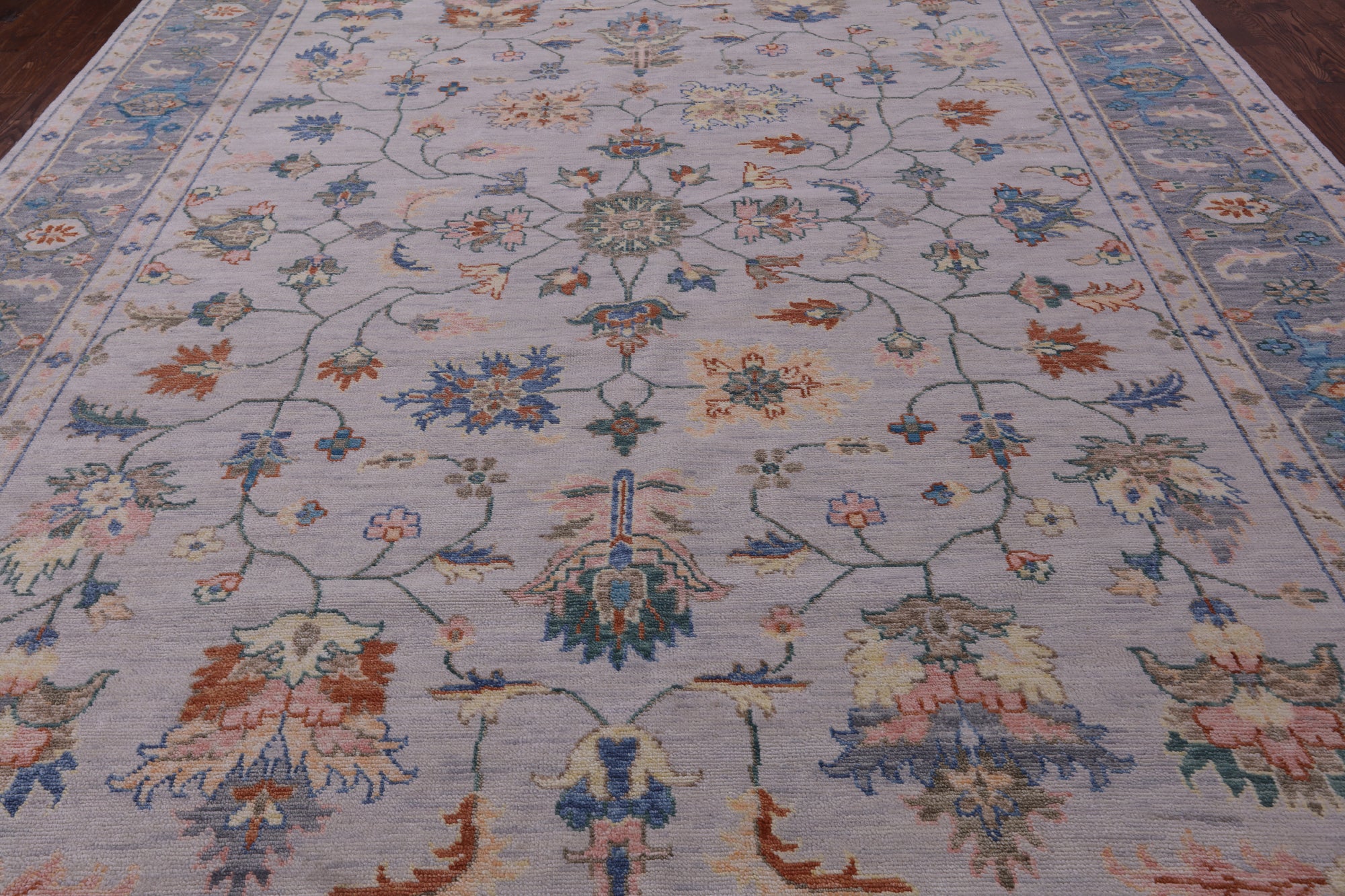 Grey Turkish Oushak Hand Knotted Wool Rug - 10' 3" X 14' 1" - Golden Nile