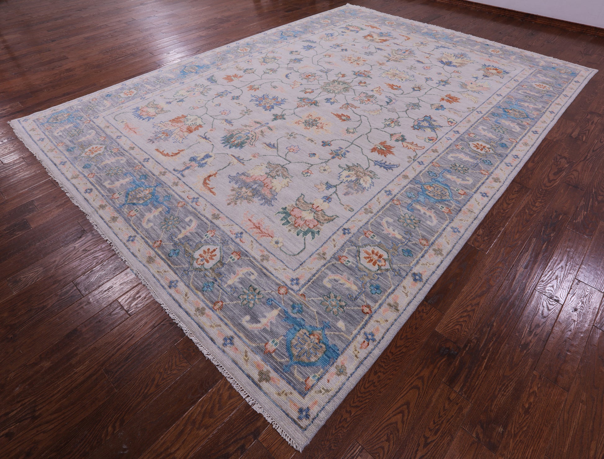 Grey Turkish Oushak Hand Knotted Wool Rug - 10' 3" X 14' 1" - Golden Nile