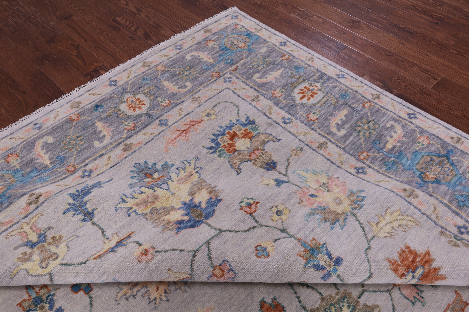 Grey Turkish Oushak Hand Knotted Wool Rug - 10' 3" X 14' 1" - Golden Nile