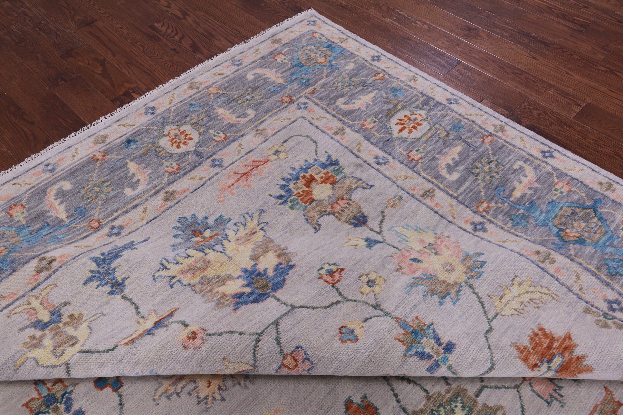 Grey Turkish Oushak Hand Knotted Wool Rug - 10' 3" X 14' 1" - Golden Nile