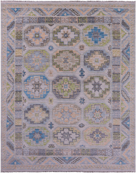 Ivory Turkmen Ersari Hand Knotted Wool Rug - 8' 0" X 10' 5" - Golden Nile