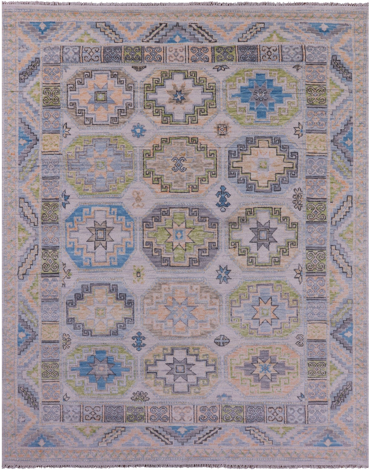 Ivory Turkmen Ersari Hand Knotted Wool Rug - 8' 0" X 10' 5" - Golden Nile