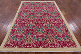 Ivory William Morris Handmade Wool Area Rug - 6' 1" X 9' 3" - Golden Nile