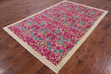 Ivory William Morris Handmade Wool Area Rug - 6' 1" X 9' 3" - Golden Nile
