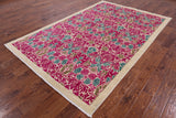 Ivory William Morris Handmade Wool Area Rug - 6' 1" X 9' 3" - Golden Nile