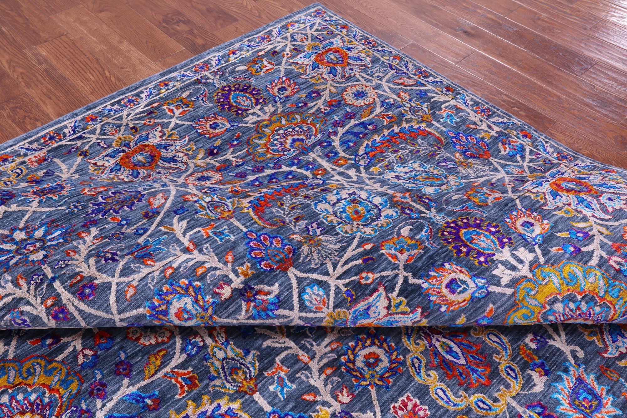 Grey Persian Hand Knotted Wool Rug - 8' 10" X 12' 0" - Golden Nile