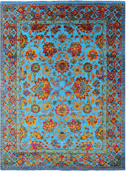 Blue Persian Handmade Wool & Silk Rug - 8' 11" X 11' 10" - Golden Nile