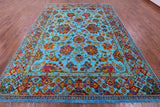 Blue Persian Handmade Wool & Silk Rug - 8' 11" X 11' 10" - Golden Nile