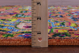 Orange Persian Hand Knotted Wool & Silk Runner Rug - 2' 7" X 10' 0" - Golden Nile