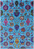 Blue Persian Tabriz Handmade Wool & Silk Rug - 6' 1" X 8' 10" - Golden Nile
