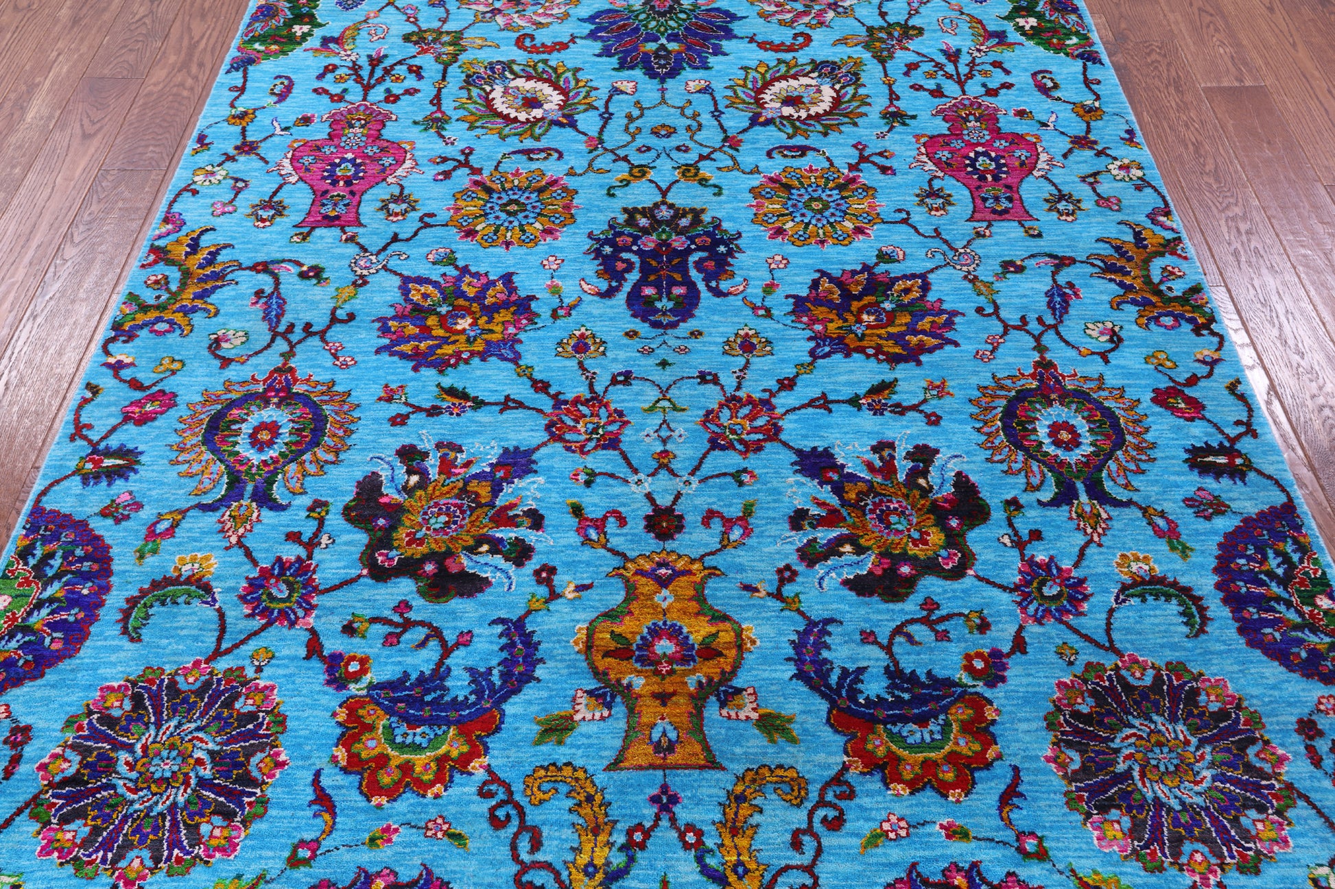 Blue Persian Tabriz Handmade Wool & Silk Rug - 6' 1" X 8' 10" - Golden Nile