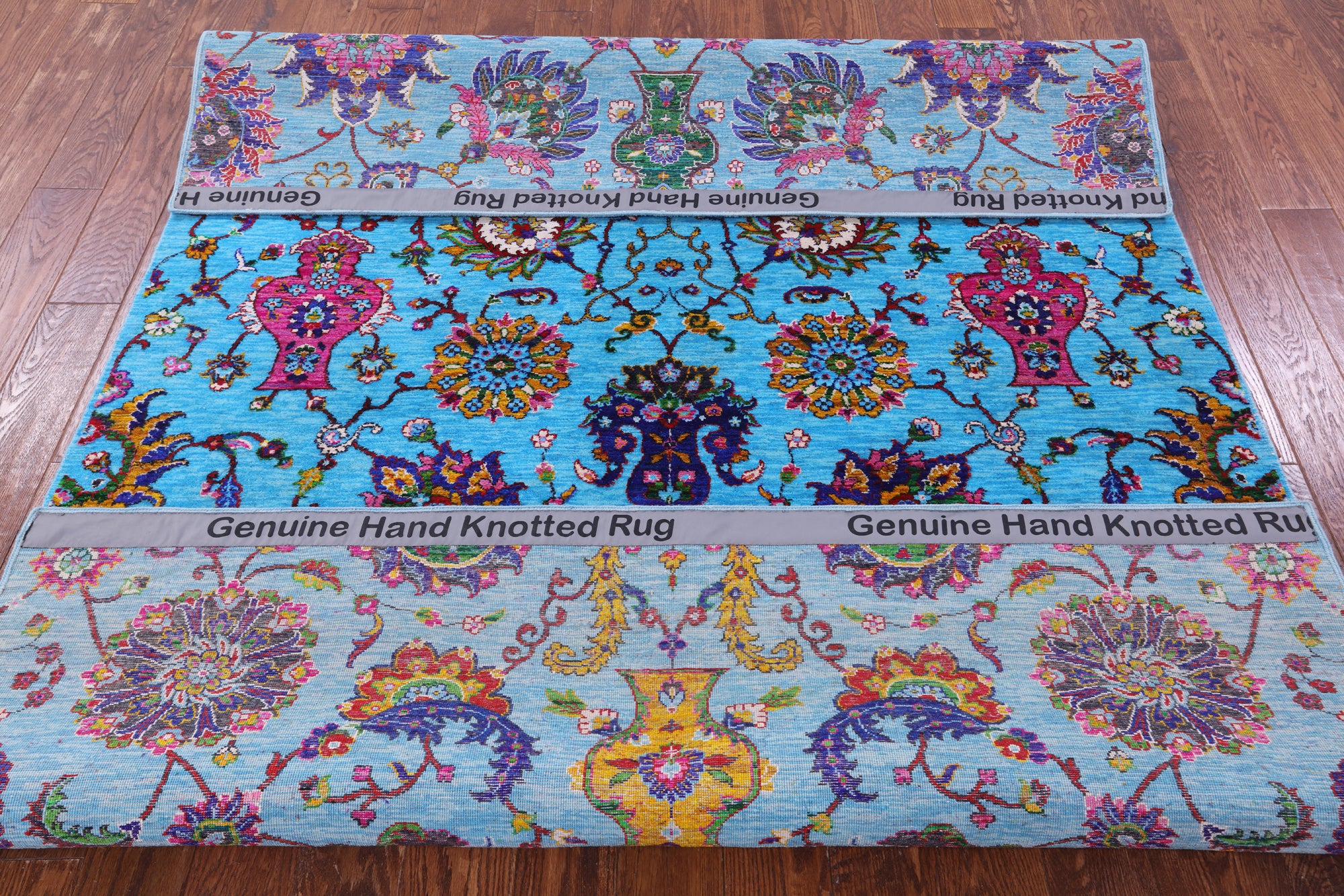 Blue Persian Tabriz Handmade Wool & Silk Rug - 6' 1" X 8' 10" - Golden Nile