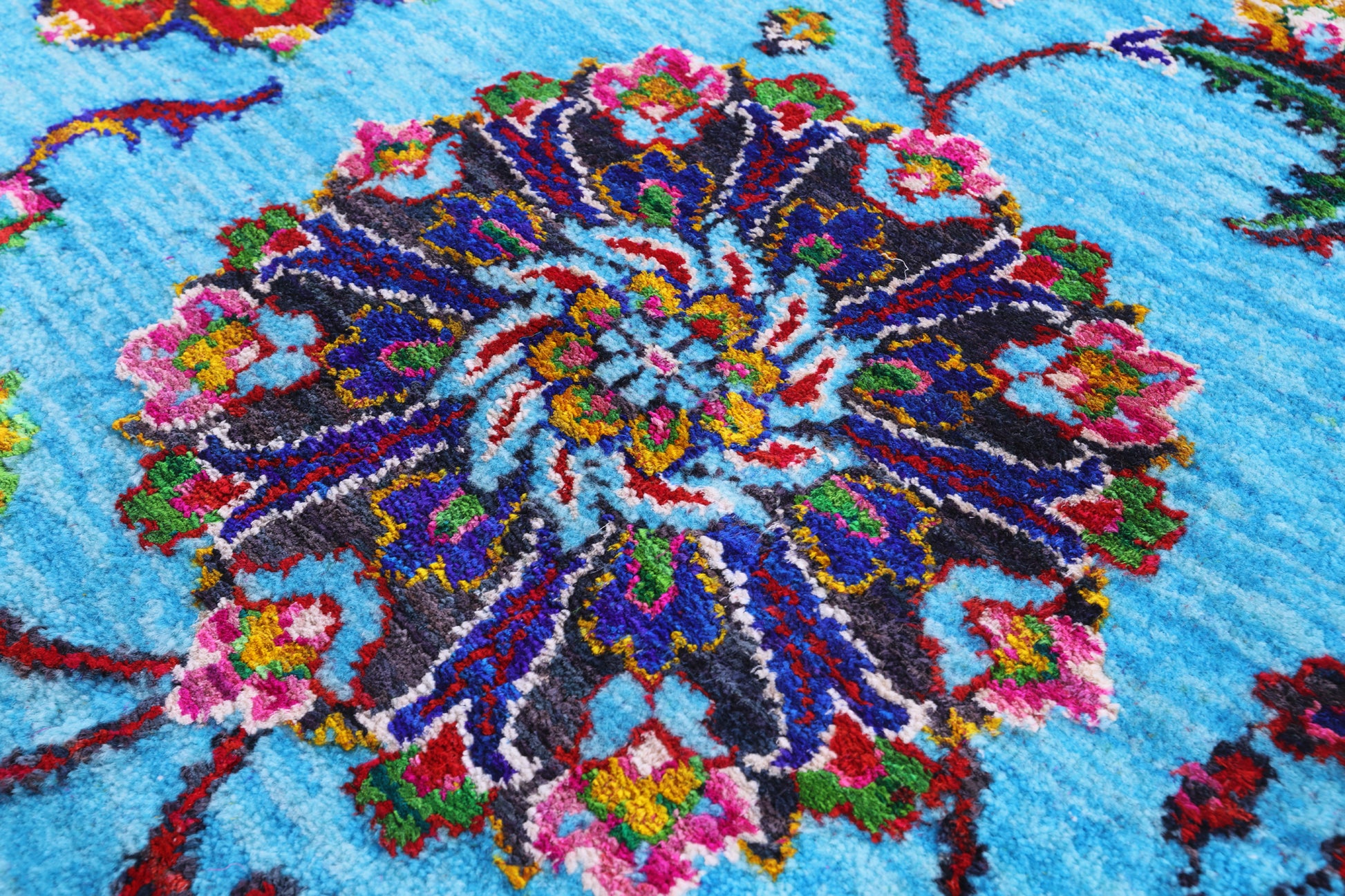 Blue Persian Tabriz Handmade Wool & Silk Rug - 6' 1" X 8' 10" - Golden Nile
