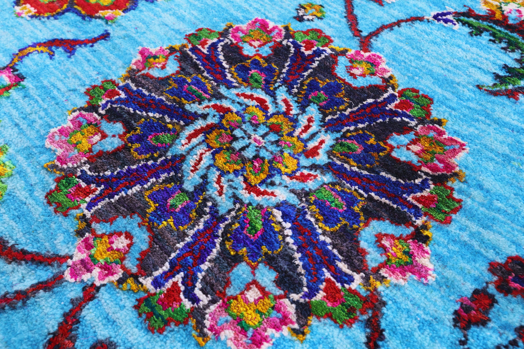 Blue Persian Tabriz Handmade Wool & Silk Rug - 6' 1" X 8' 10" - Golden Nile