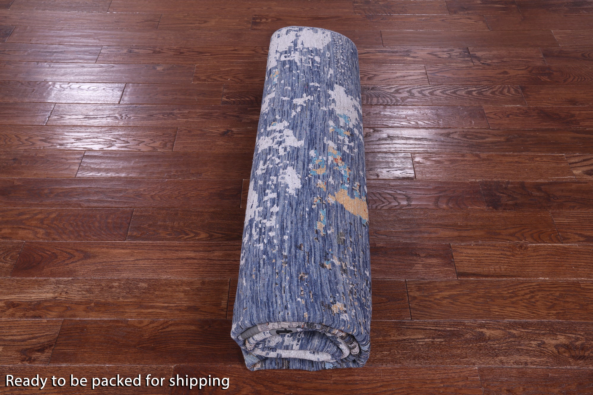 Abstract Contemporary Hand Knotted Wool & Silk Rug - 8' 0" X 9' 10" - Golden Nile
