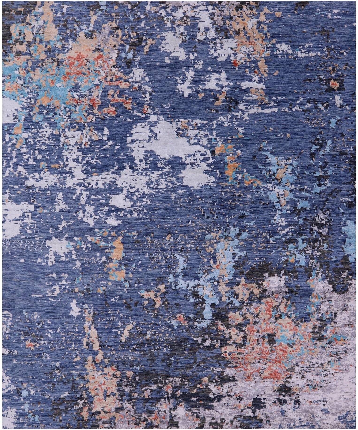 Abstract Contemporary Hand Knotted Wool & Silk Rug - 8' 0" X 9' 10" - Golden Nile