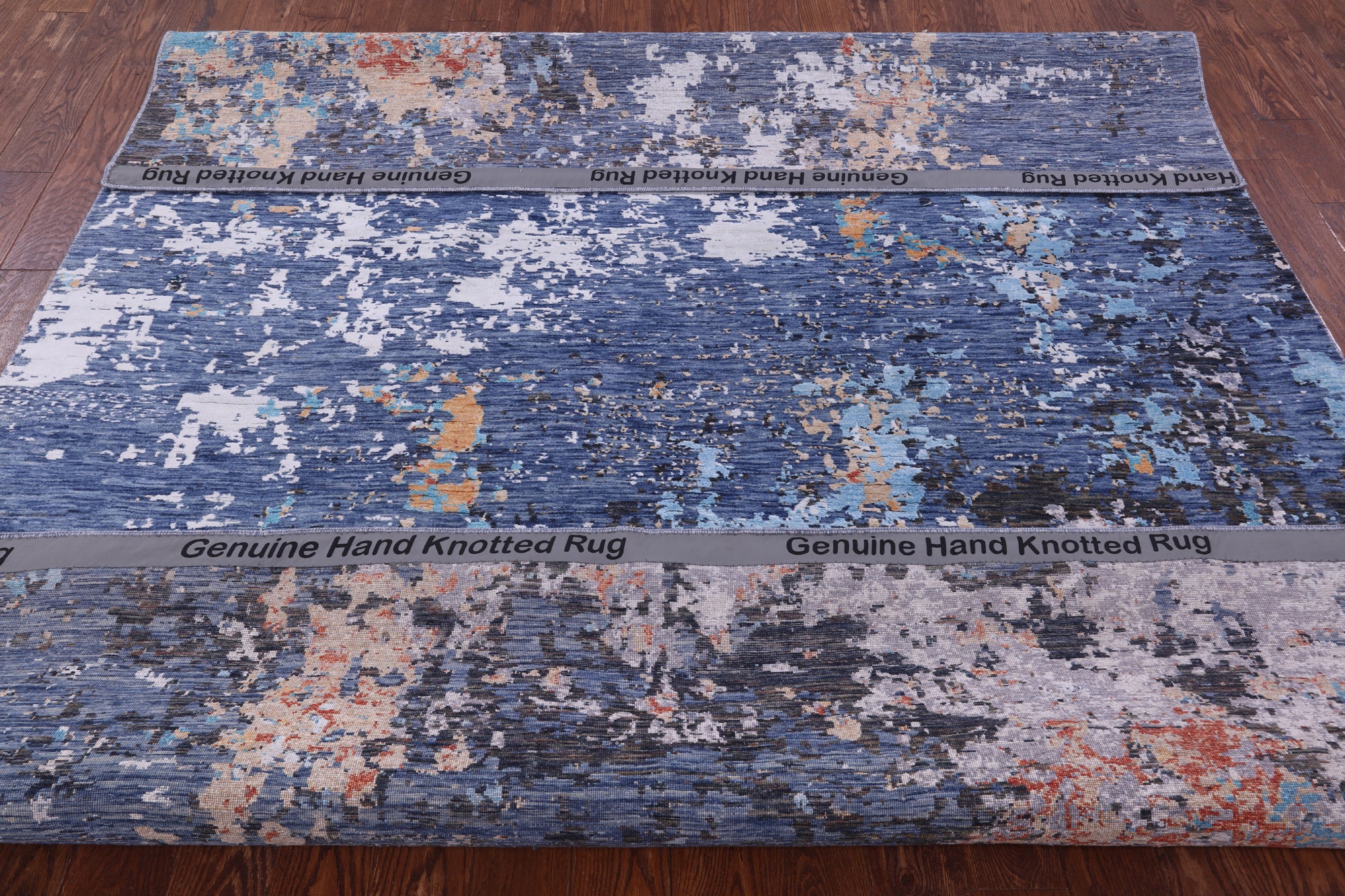 Abstract Contemporary Hand Knotted Wool & Silk Rug - 8' 0" X 9' 10" - Golden Nile