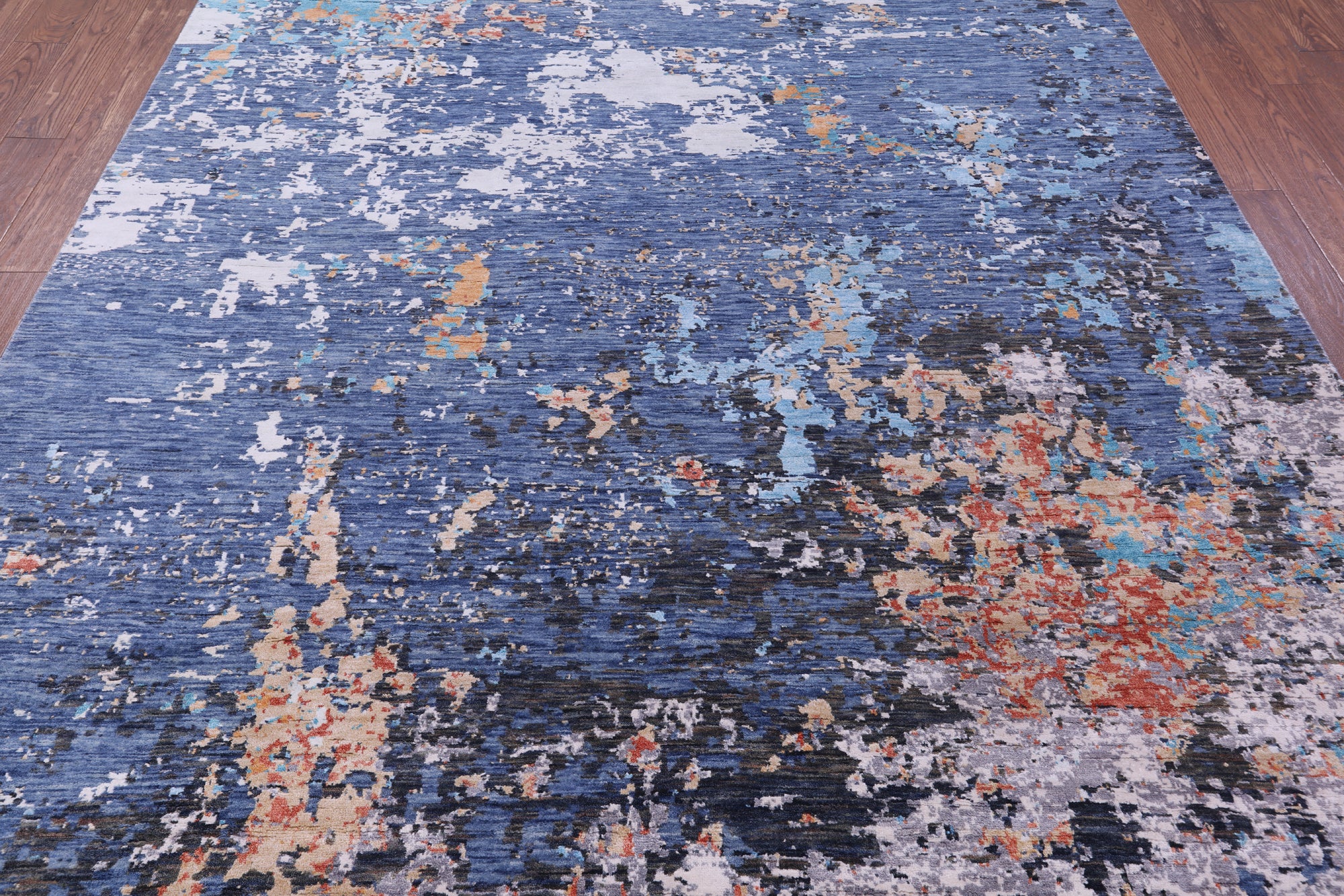 Abstract Contemporary Hand Knotted Wool & Silk Rug - 8' 0" X 9' 10" - Golden Nile