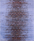 Contemporary Hand Knotted Wool & Silk Rug - 8' 0" X 9' 11" - Golden Nile