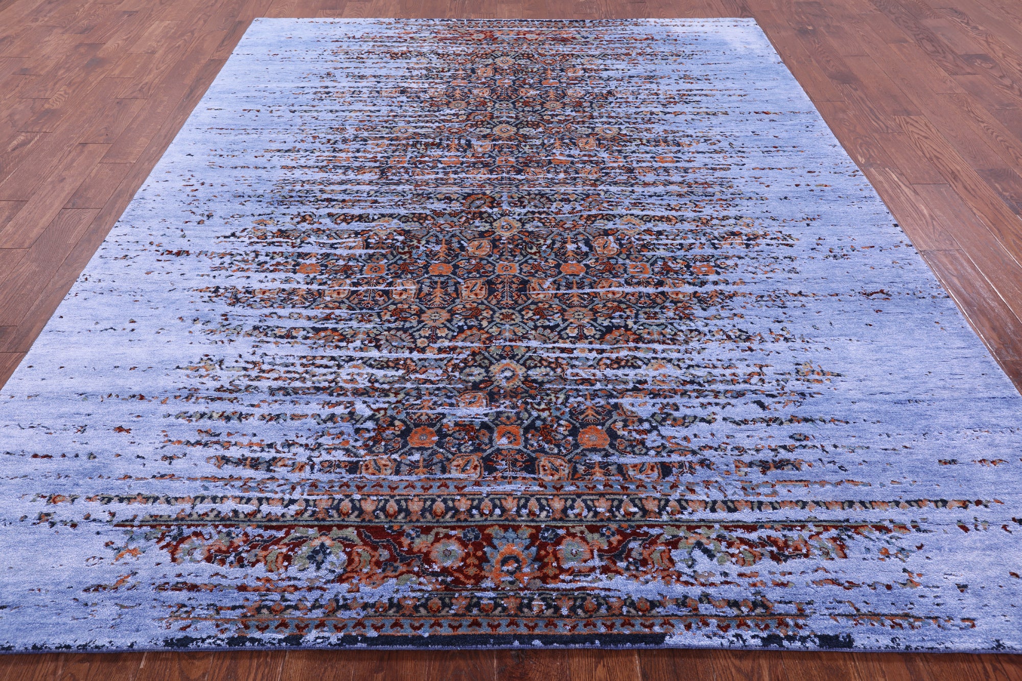 Contemporary Hand Knotted Wool & Silk Rug - 8' 0" X 9' 11" - Golden Nile