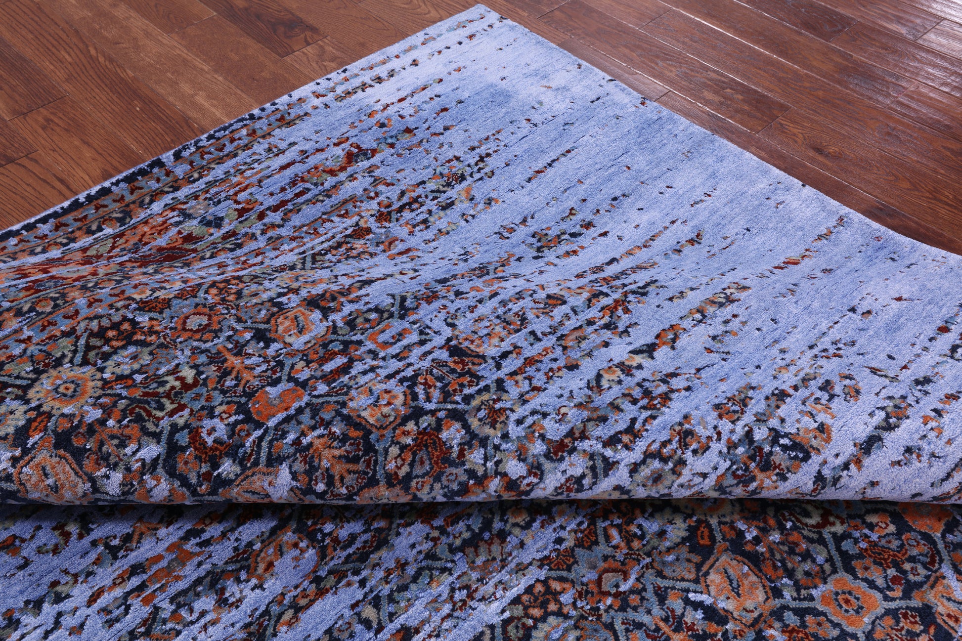 Contemporary Hand Knotted Wool & Silk Rug - 8' 0" X 9' 11" - Golden Nile