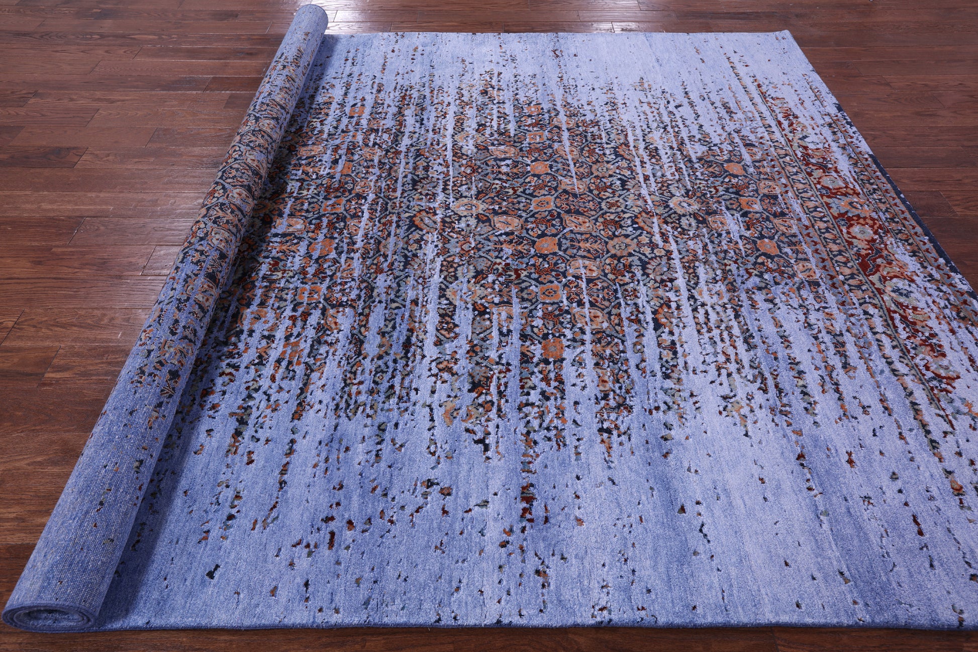 Contemporary Hand Knotted Wool & Silk Rug - 8' 0" X 9' 11" - Golden Nile