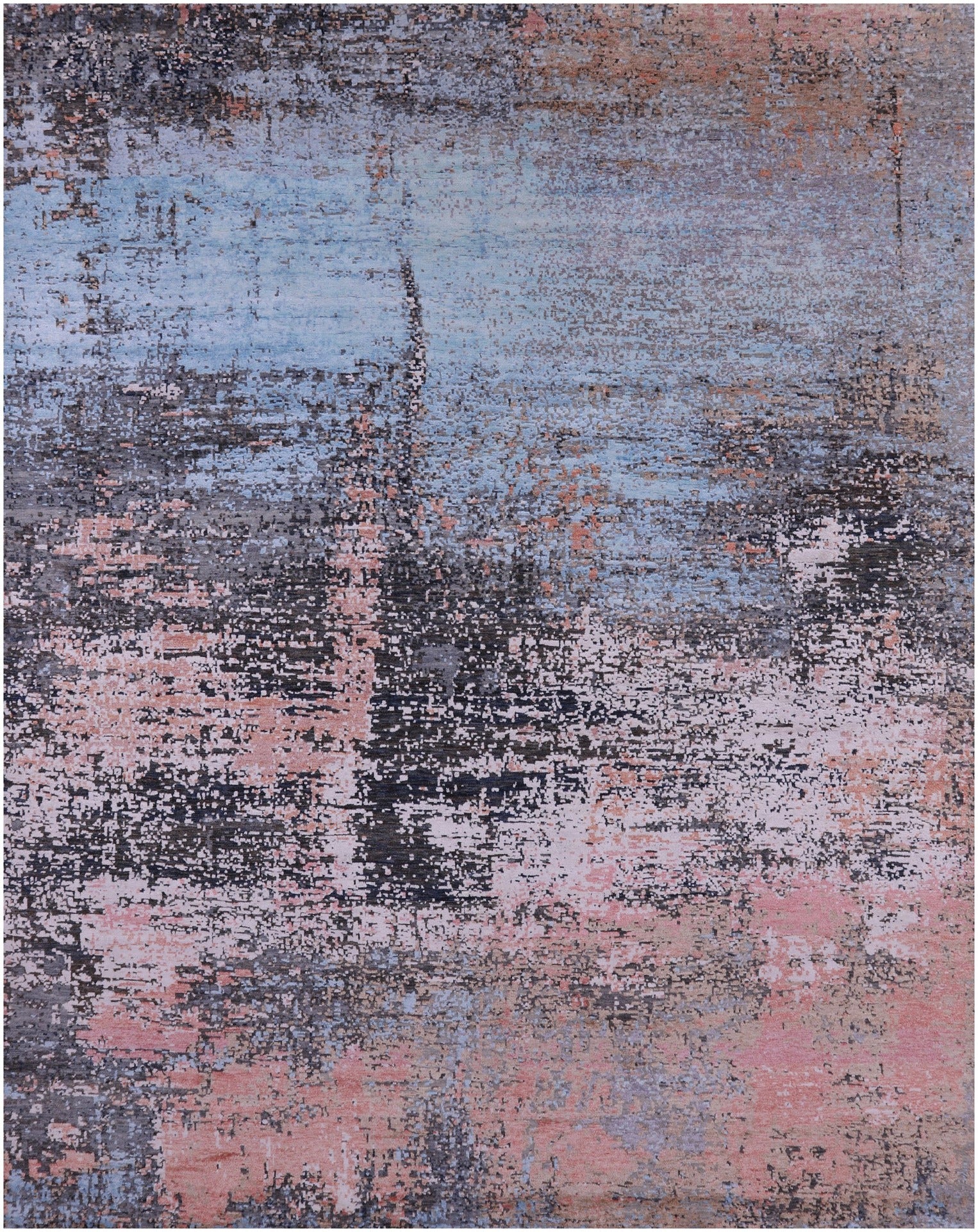 Abstract Contemporary Hand Knotted Wool & Silk Rug - 8' 0" X 10' 2" - Golden Nile