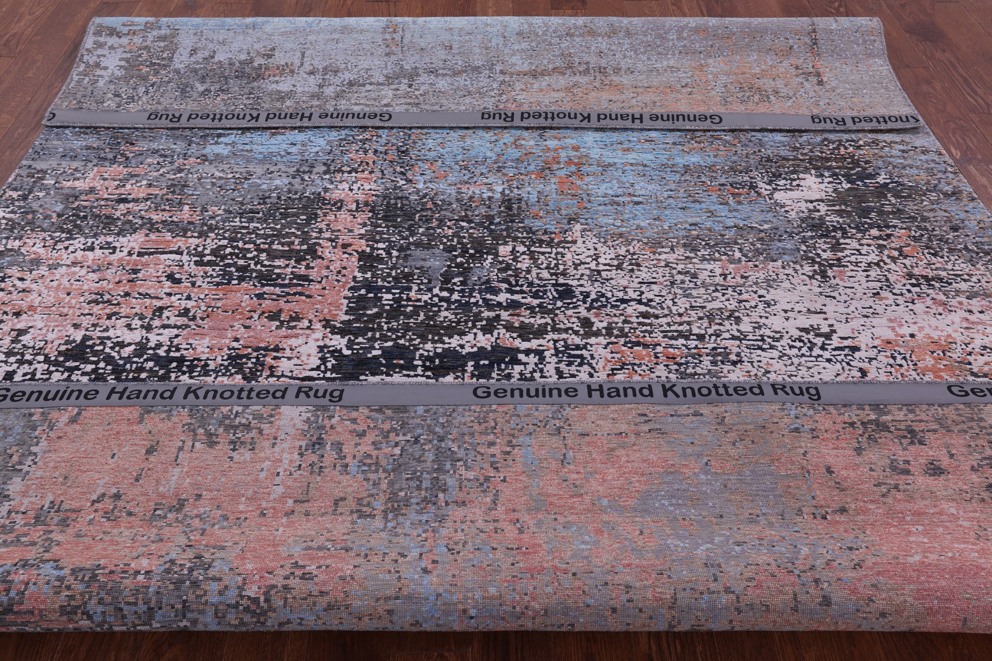 Abstract Contemporary Hand Knotted Wool & Silk Rug - 8' 0" X 10' 2" - Golden Nile