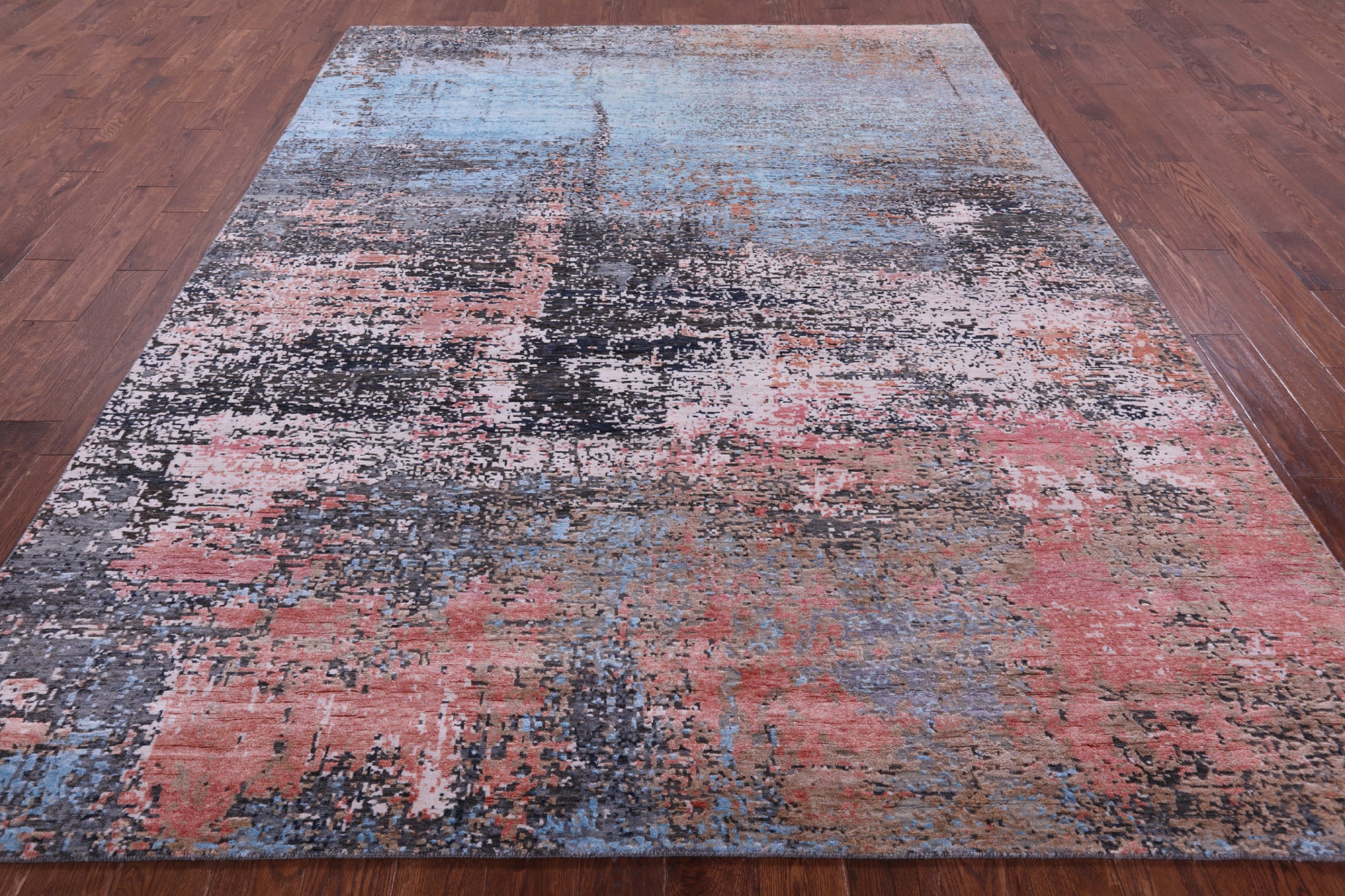 Abstract Contemporary Hand Knotted Wool & Silk Rug - 8' 0" X 10' 2" - Golden Nile