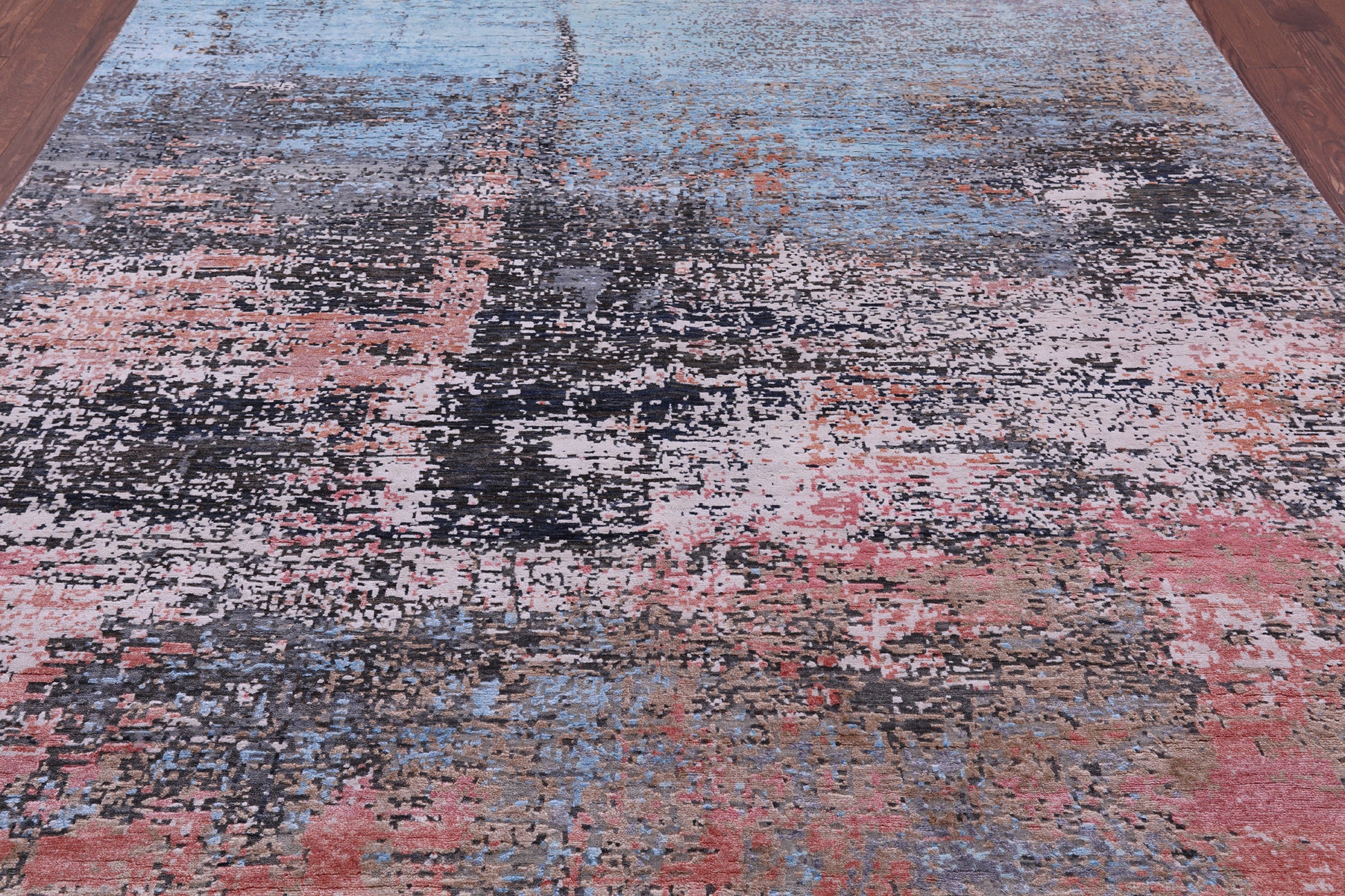 Abstract Contemporary Hand Knotted Wool & Silk Rug - 8' 0" X 10' 2" - Golden Nile