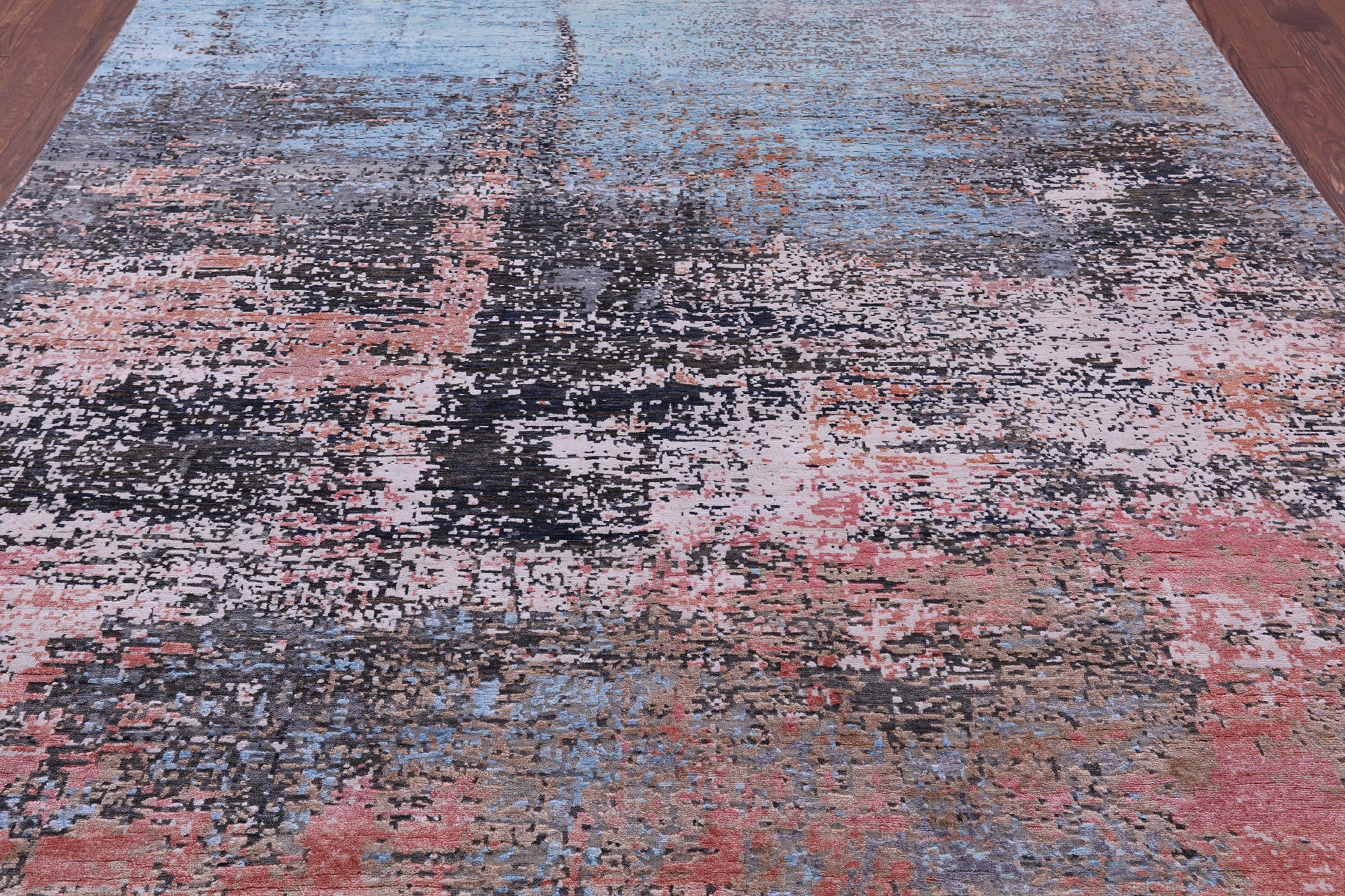 Abstract Contemporary Hand Knotted Wool & Silk Rug - 8' 0" X 10' 2" - Golden Nile