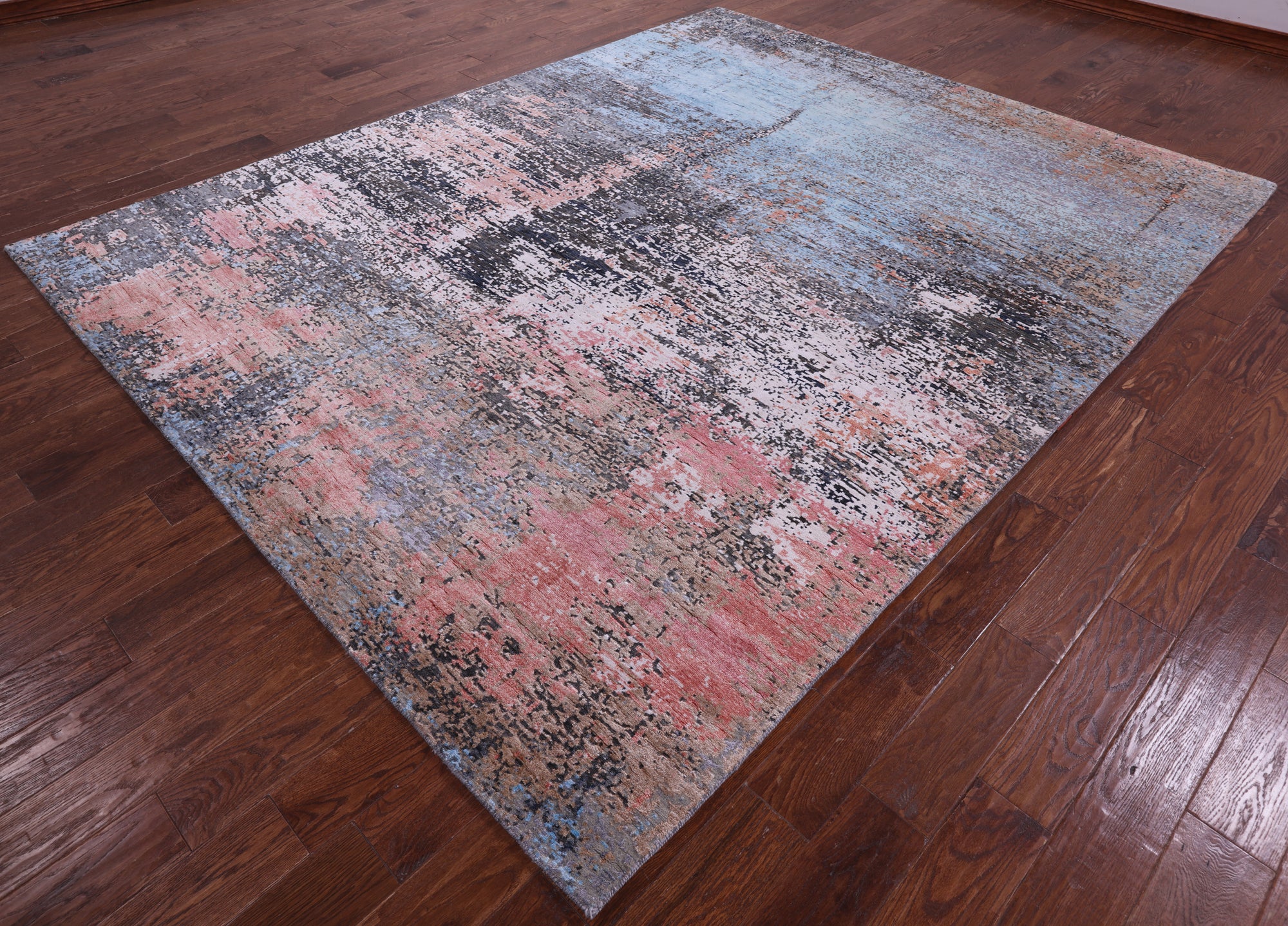 Abstract Contemporary Hand Knotted Wool & Silk Rug - 8' 0" X 10' 2" - Golden Nile