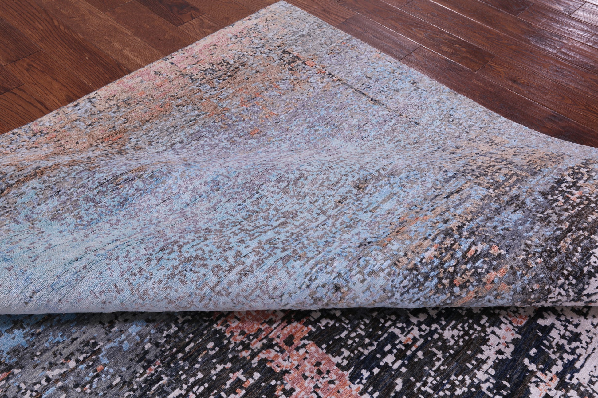 Abstract Contemporary Hand Knotted Wool & Silk Rug - 8' 0" X 10' 2" - Golden Nile