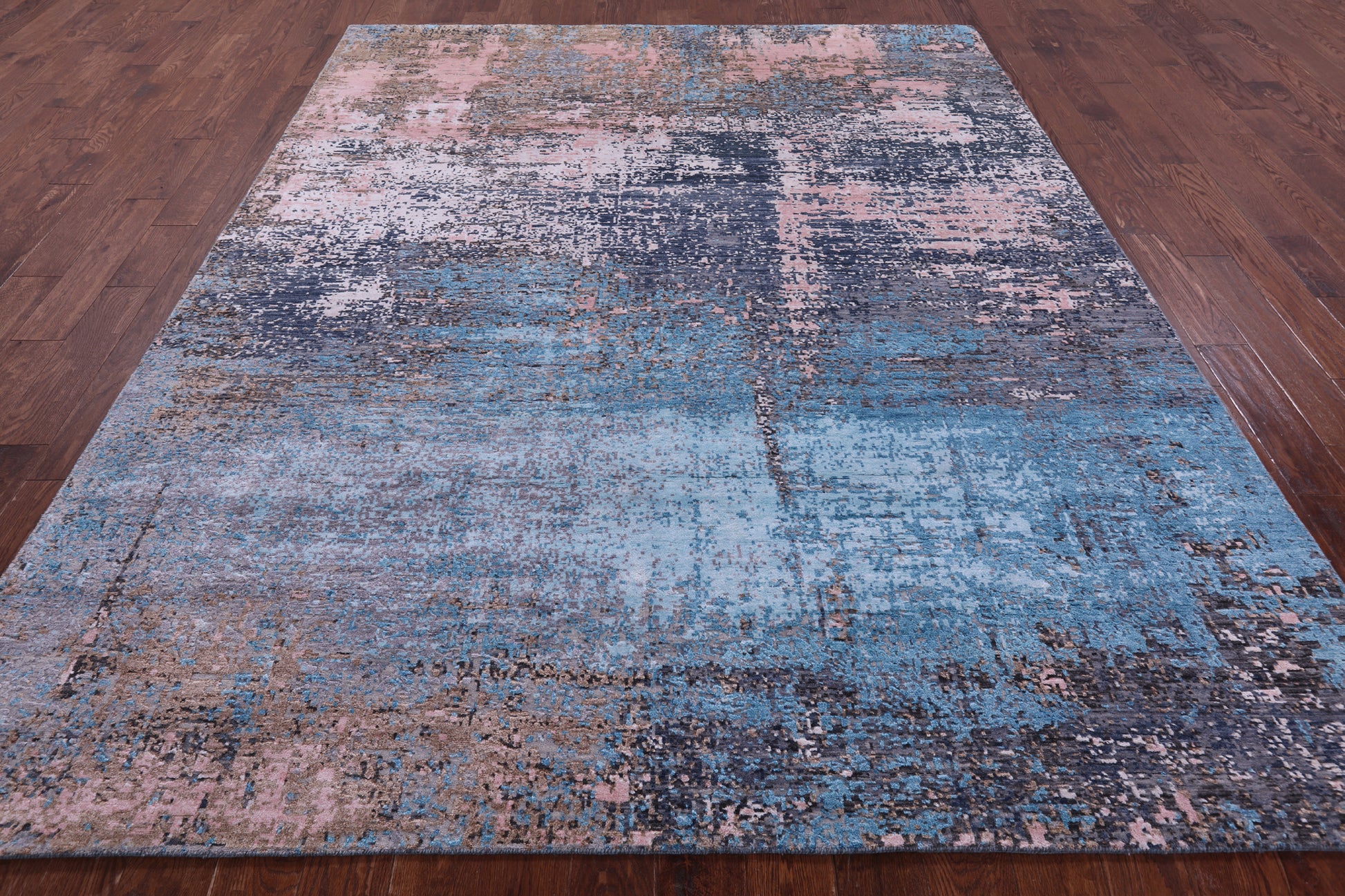 Abstract Contemporary Handmade Wool & Silk Rug - 7' 11" X 10' 0" - Golden Nile