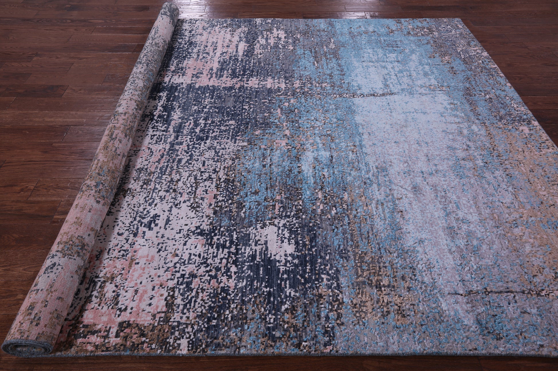 Abstract Contemporary Handmade Wool & Silk Rug - 7' 11" X 10' 0" - Golden Nile