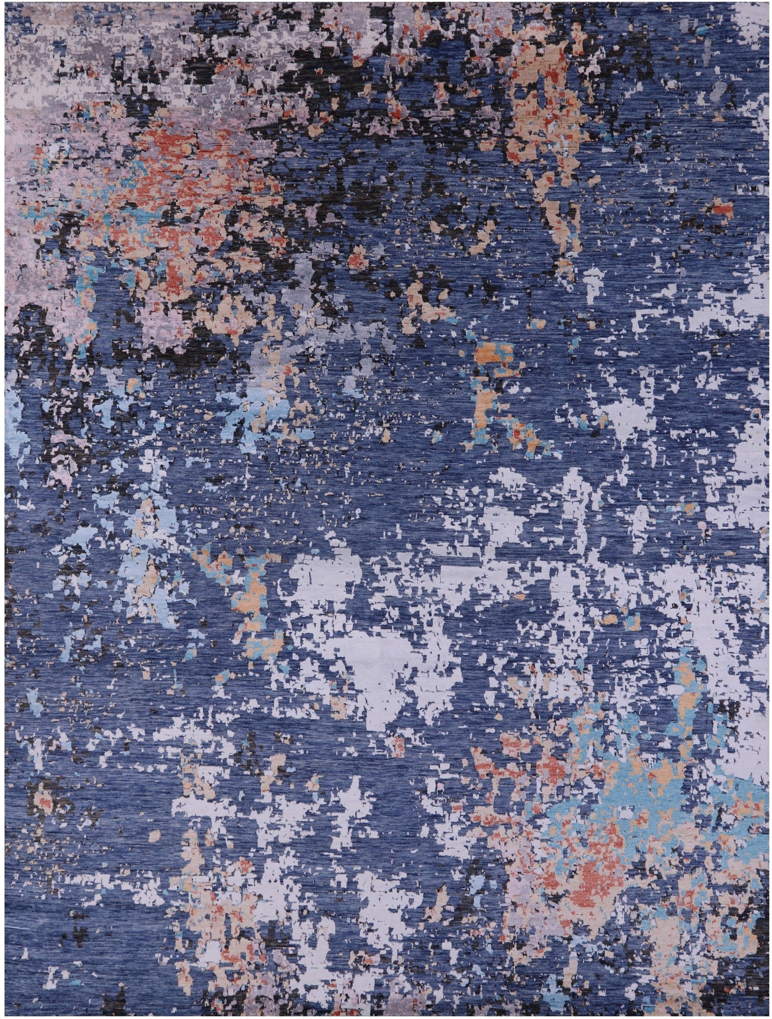 Abstract Contemporary Hand Knotted Wool & Silk Rug - 8' 11" X 11' 11" - Golden Nile