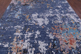 Abstract Contemporary Hand Knotted Wool & Silk Rug - 8' 11" X 11' 11" - Golden Nile
