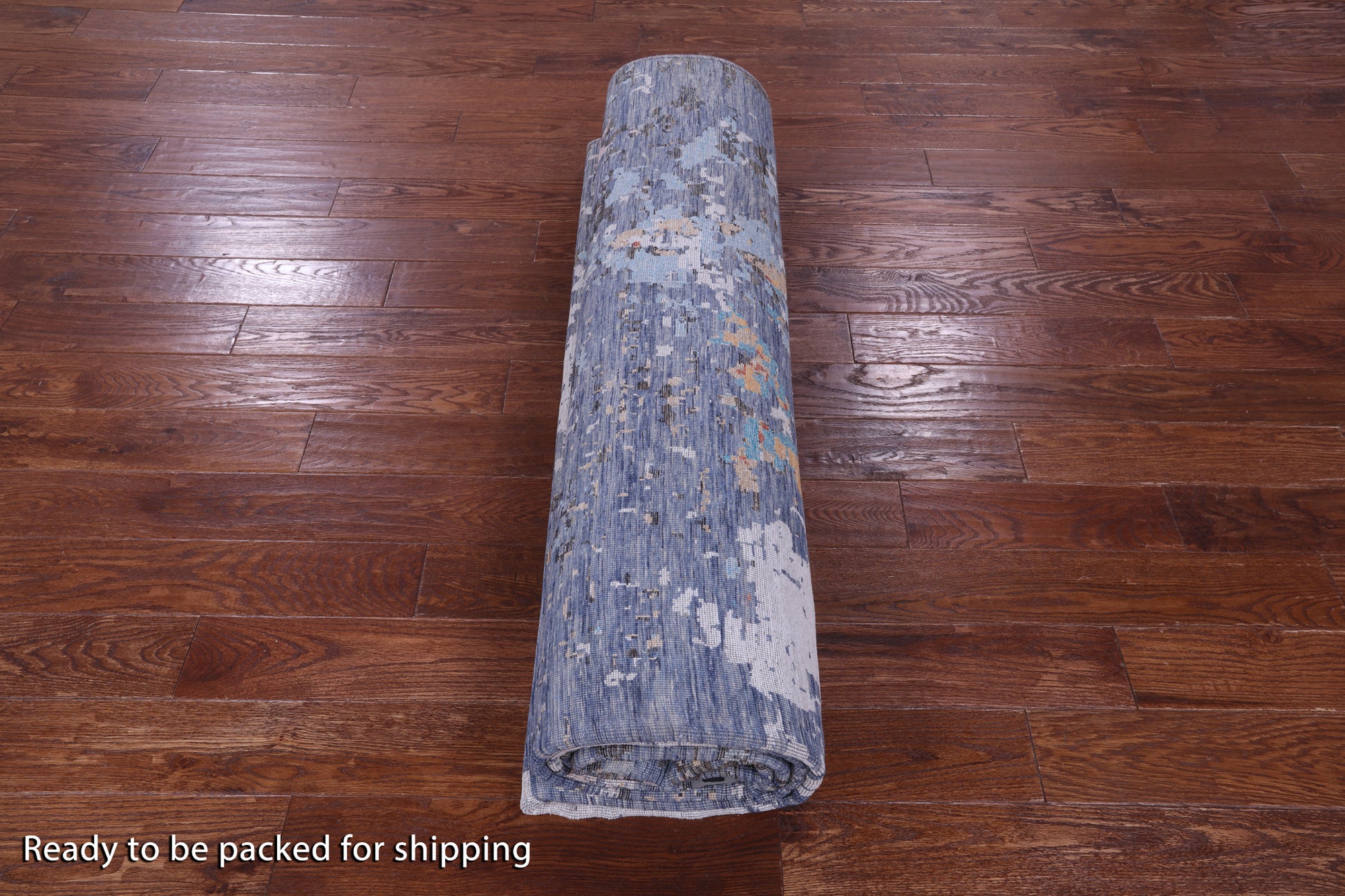 Abstract Contemporary Hand Knotted Wool & Silk Rug - 8' 11" X 11' 11" - Golden Nile