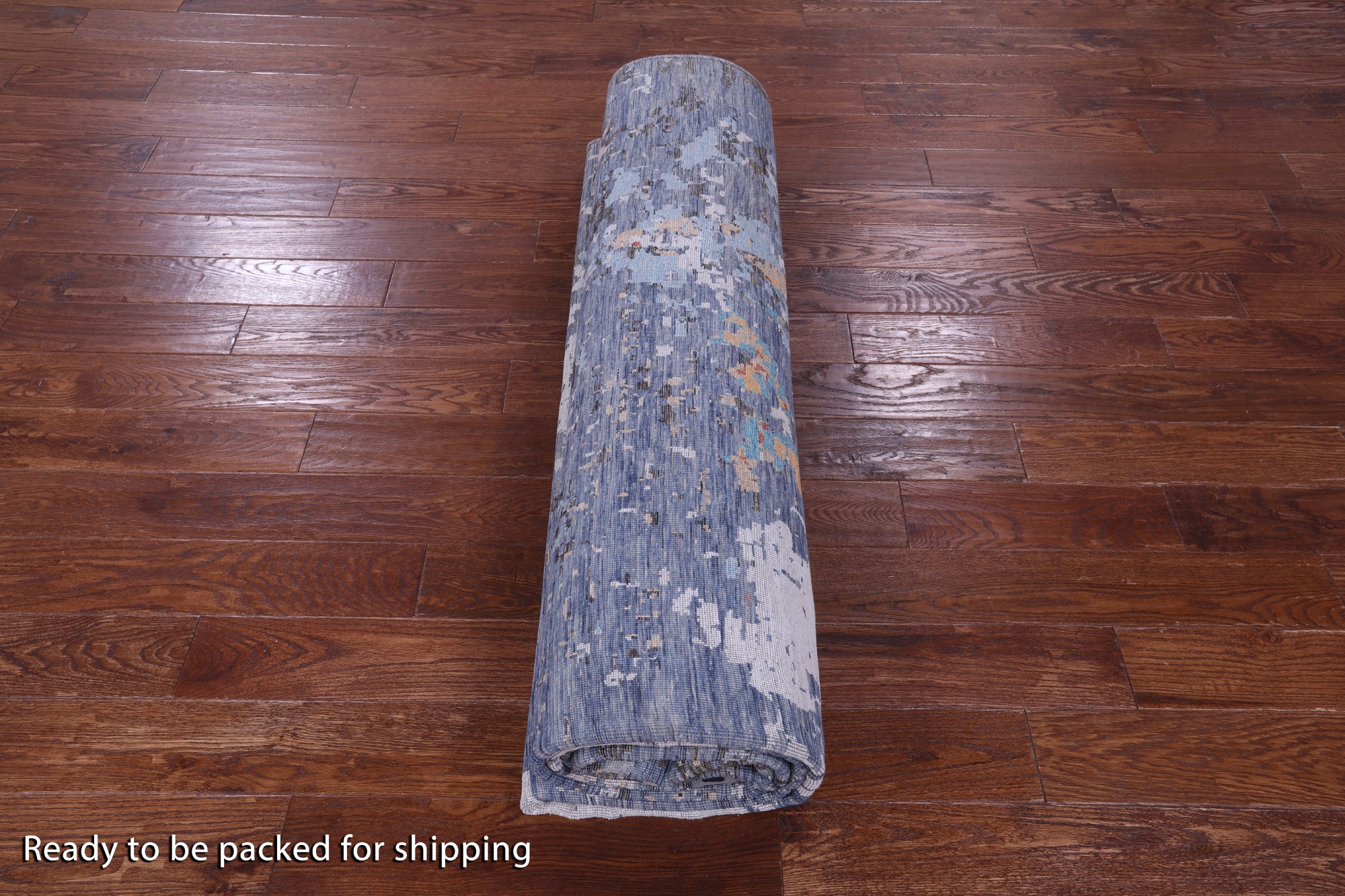 Abstract Contemporary Hand Knotted Wool & Silk Rug - 8' 11" X 11' 11" - Golden Nile