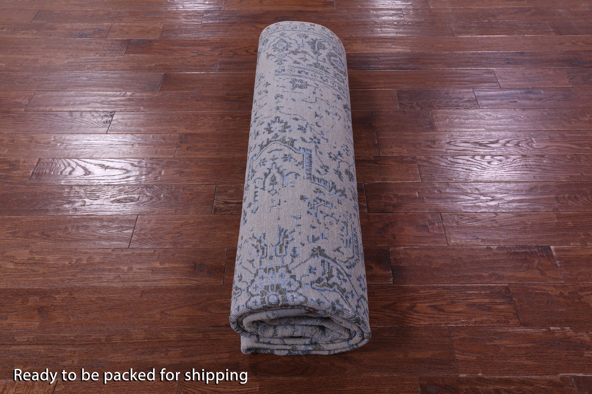 Grey Persian Fine Serapi Hand Knotted Wool & Silk Rug - 7' 11" X 9' 9" - Golden Nile