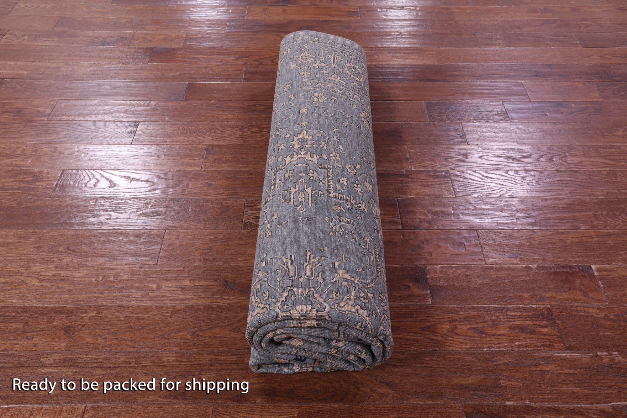 Grey Persian Fine Serapi Hand Knotted Wool & Silk Rug - 8' 1" X 10' 0" - Golden Nile