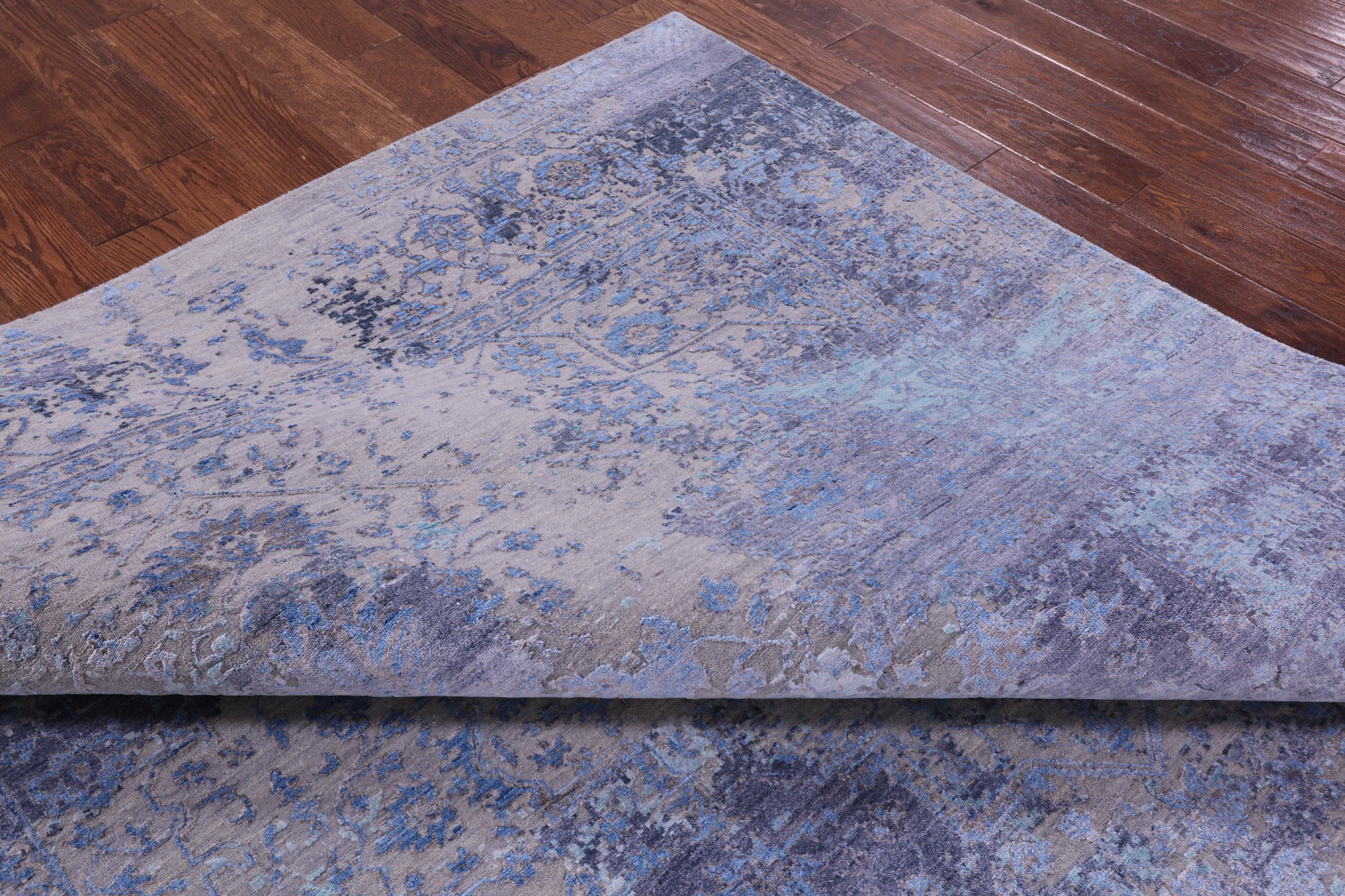 Grey Persian Fine Serapi Hand Knotted Wool & Silk Rug - 7' 11" X 10' 1" - Golden Nile