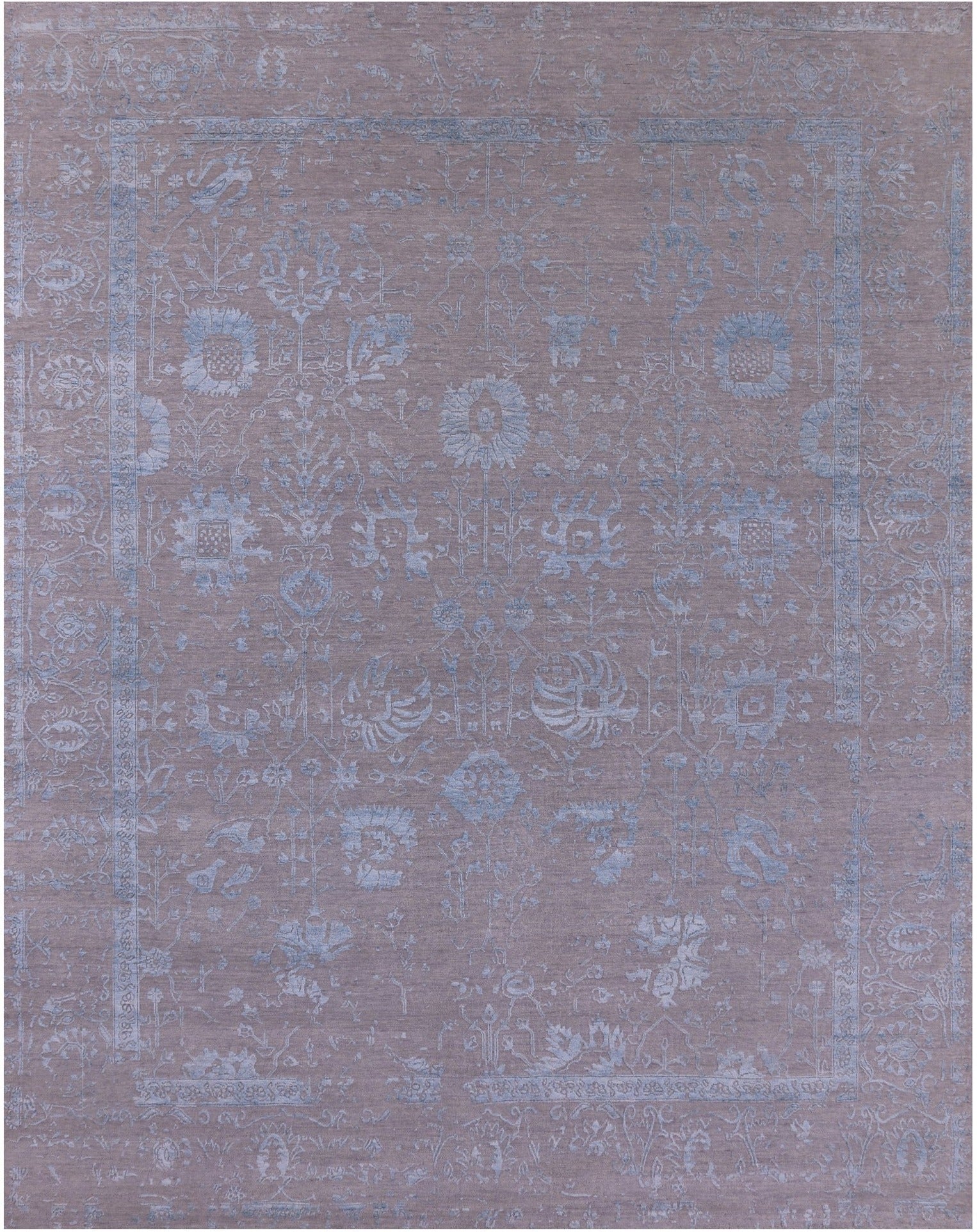Grey Persian Tabriz Handmade Wool & Silk Rug - 8' 0" X 10' 1" - Golden Nile