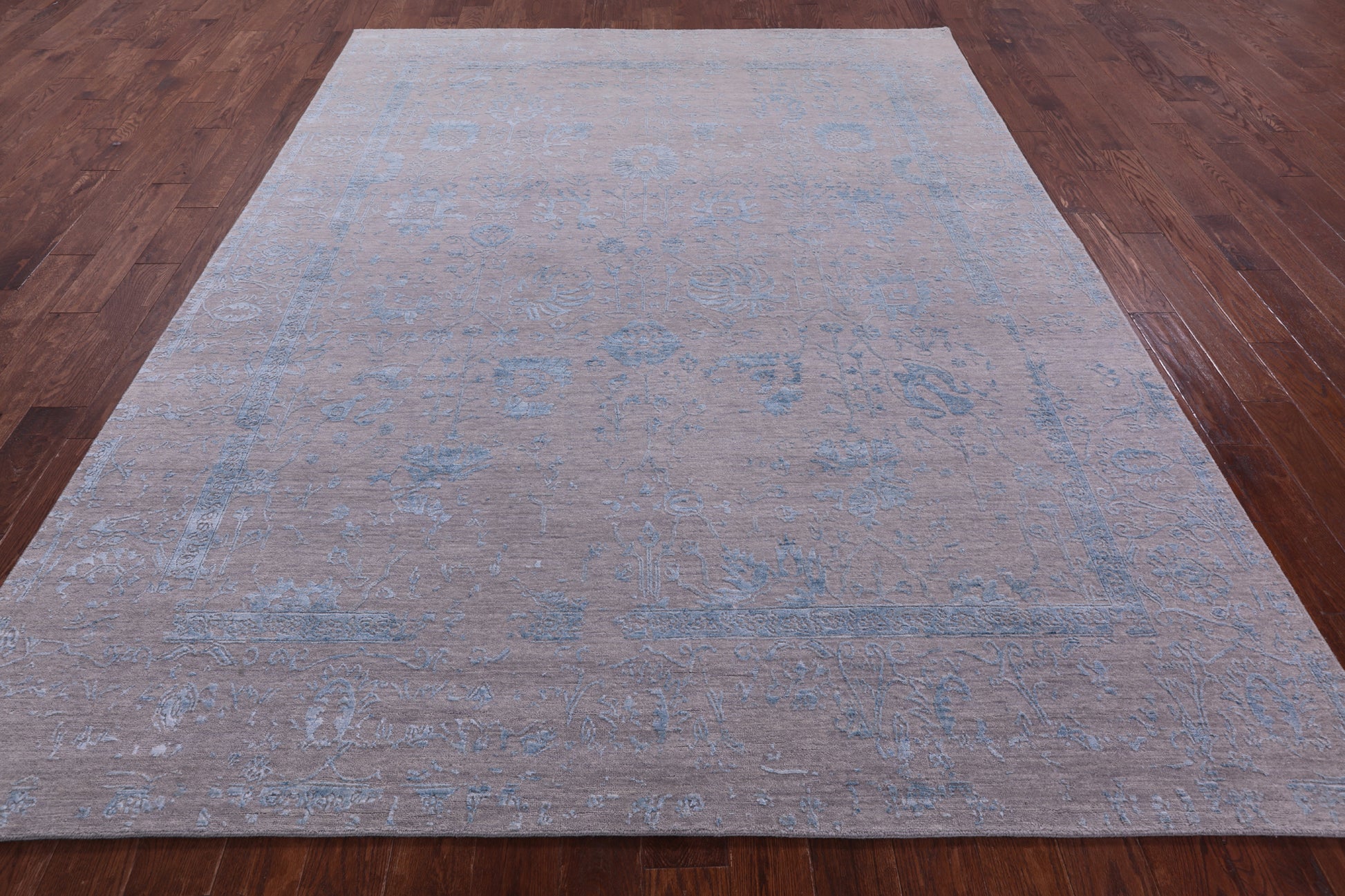 Grey Persian Tabriz Handmade Wool & Silk Rug - 8' 0" X 10' 1" - Golden Nile