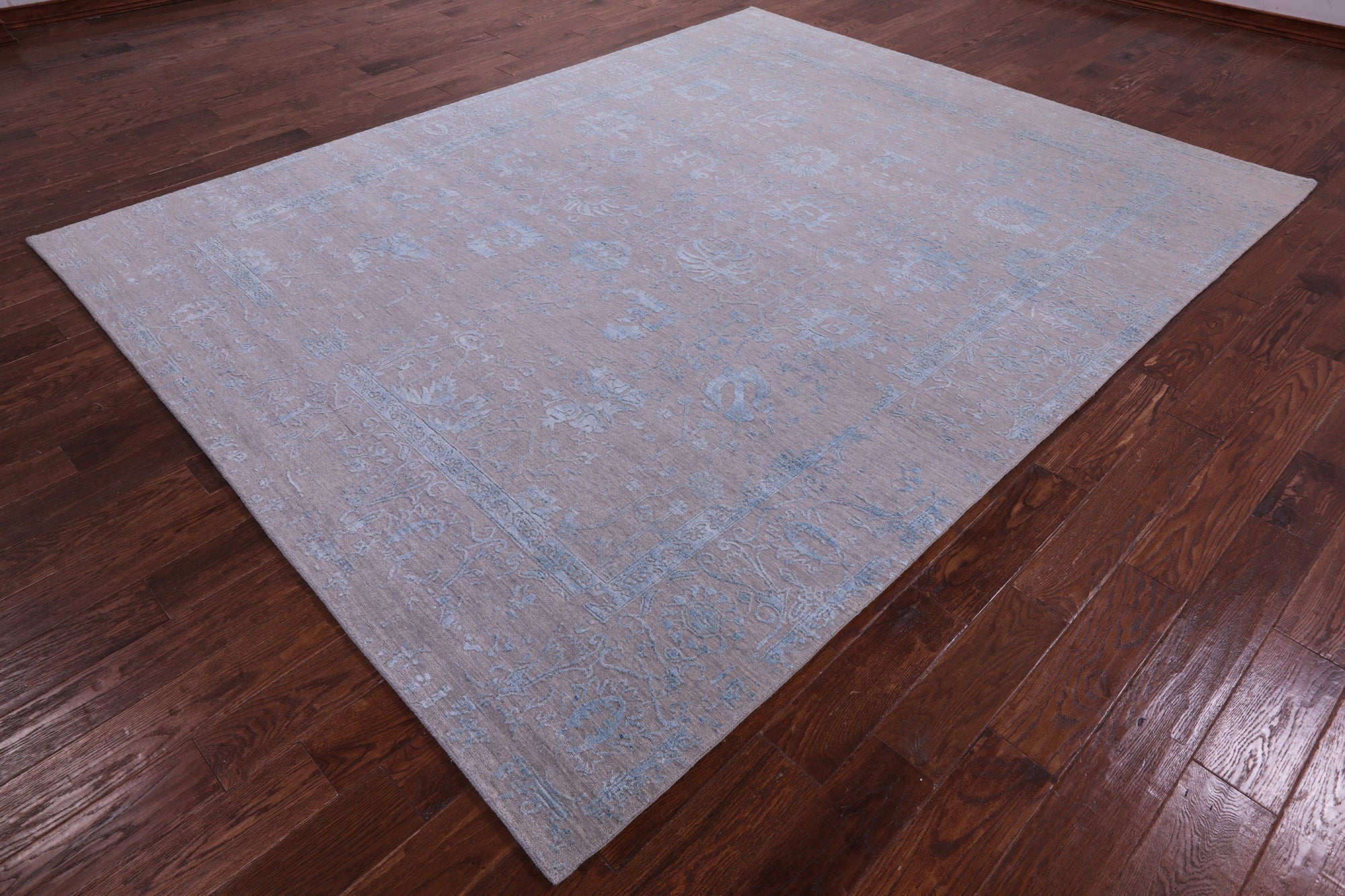 Grey Persian Tabriz Handmade Wool & Silk Rug - 8' 0" X 10' 1" - Golden Nile