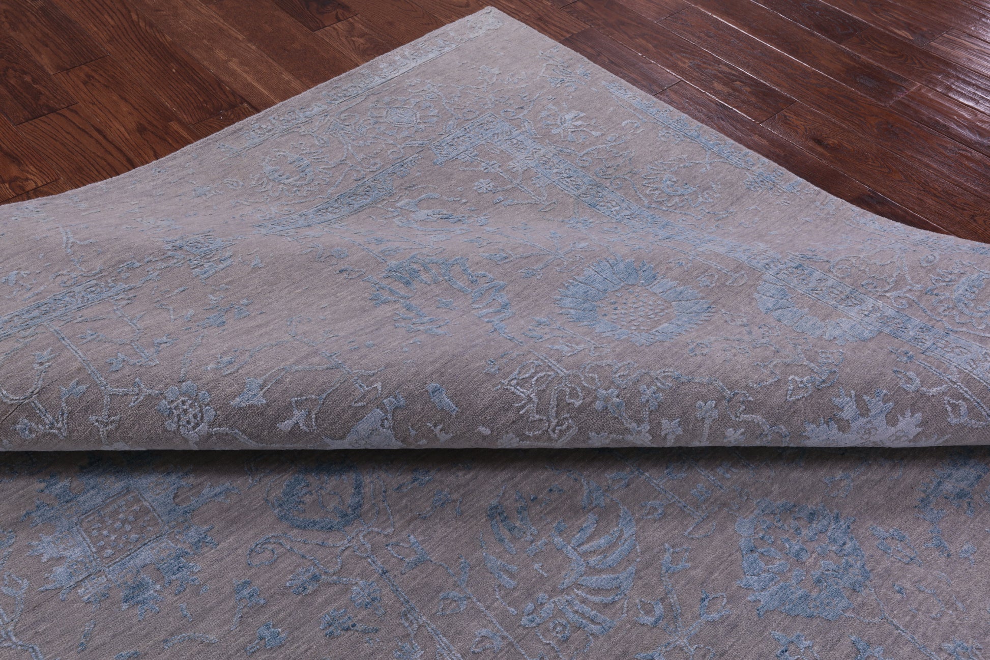 Grey Persian Tabriz Handmade Wool & Silk Rug - 8' 0" X 10' 1" - Golden Nile